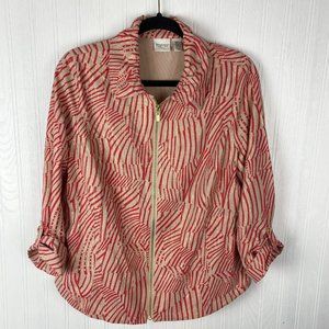 Chico's Zenergy Red Print Jacket size‎ Small Petite